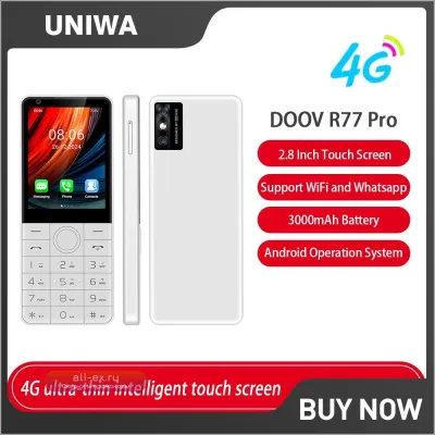 DOOV R77 Pro 4G Смартфон с сенсорным экраном 2.8", 3GB+32GB, Android, Камера 5MP, WhatsApp, Русская клавиатура