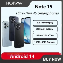 HOTWAV Note 15: Тонкий 4G Смартфон на Android 14, 6.6'' HD+, 8(4+4)GB ОЗУ, 64GB Памяти, Octa-Core, 13MP, 5160mAh