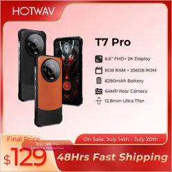 HOTWAV T7 Pro: Защищённый смартфон 6.6" FHD+ 2K | 6280mAh | 12(6+6)GB RAM | 256GB | 64MP | Android 13