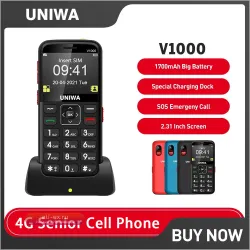 UNIWA V1000: Кнопочный 4G телефон для пожилых с SOS, большим шрифтом и русско-ивритской клавиатурой
