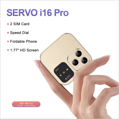SERVO i16 Pro Mini - Мини-смартфон с двумя SIM-картами, FM-радио, функцией "Магический голос" и черным списком, 1.77'' экран, черный