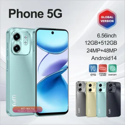 Смартфон FUFFI X7 Pro Android 14, 5G, 6.56" HD, 12+1024 ГБ, 5800 мАч, NFC, Google