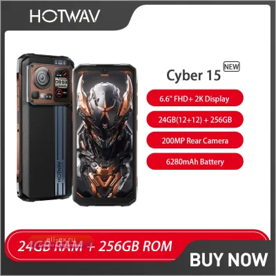 HOTWAV Cyber 15: Защищенный смартфон Android 6.6" 120Hz, 24GB RAM, 256GB ROM, 200MP, 6280mAh, NFC