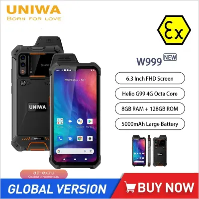 Смартфон UNIWA W999 ATEX с рацией, Helio G99, 8/128 ГБ, NFC