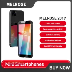 Melrose 2019: Мини-смартфон 4G LTE Android, Dual SIM, 3.4" Ultra Slim, 2000mAh, Распознавание лица