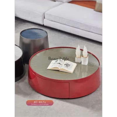 Кофейный столик из натурального мрамора "Piano" с фактурой "Water Corrugated"