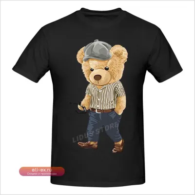 Футболка с принтом "Fashion Business Teddy Bear", Harajuku Streetwear