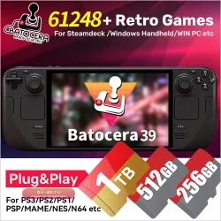 Batocera 39: Игровая карта 61248 игр для Steam Deck, Windows Handheld, ПК (PS3, PS2, PSP, MAME, NES, N64)