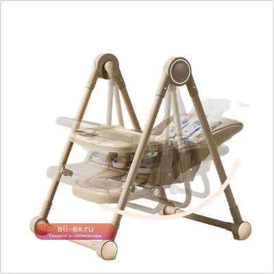 Многофункциональный стульчик для кормления Baby Dining Chair, складной, с регулировкой положения и функцией укачивания