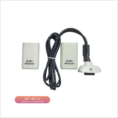 USB-кабель для зарядки + 2 аккумулятора Ni-MH 4800 мАч для беспроводного геймпада Xbox 360