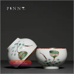 PINNY Пиала для чая "Цветок лотоса" 85мл, керамика, ручная роспись, ретро