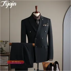 Элегантный мужской костюм Formal Plaid 2025: Классический смокинг с заостренным лацканом, идеален для бизнеса и свадьбы.