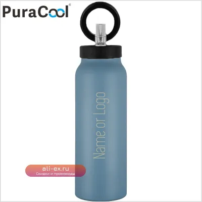 PuraCool Термобутылка с держателем для телефона 24oz/32oz, 720ml/1000ml, магнитная, с лазерной гравировкой, 24 часа сохранения температуры