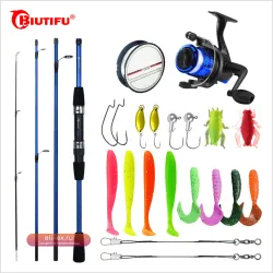 Удилище спиннинговое BIUTIFU с катушкой 1.8/2.1м, 5.2:1, 3BB, Drag 5кг для пресноводной рыбалки на хищника