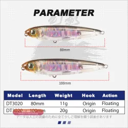 D1 Pencil Lure 80/100мм, 3 шт. – плавающая приманка "Walk The Dog" для морской рыбалки
