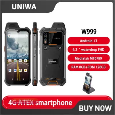 UNIWA W999 ATEX: Защищенный смартфон с рацией, водонепроницаемый, Helio G99, 8/128 ГБ, 6.3" FHD, Android 13