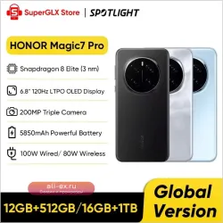 HONOR Magic7 Pro Global 2025: 5G, Snapdragon 8 Elite, 120Hz OLED 6.8", 100W
