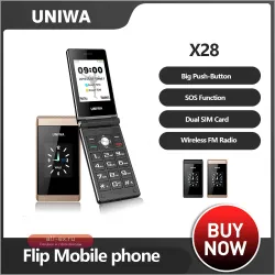 UNIWA X28: Кнопочный телефон-раскладушка для пожилых с русской и ивритской клавиатурой, Dual SIM, FM-радио