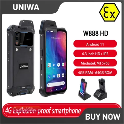 UNIWA W888: Защищенный Android-смартфон с рацией, ATEX, IP68, 6.3" HD, 4/64GB, 4400mAh, NFC