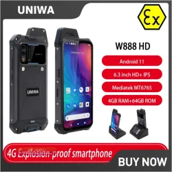 UNIWA W888: Защищенный Android-смартфон с рацией, ATEX, IP68, 6.3" HD, 4/64GB, 4400mAh, NFC