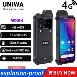 Защищенный смартфон UNIWA W888 4G ATEX, IP68, Android 11, 4/64 ГБ, Octa Core, 6.3" HD, 4400 мАч, PTT