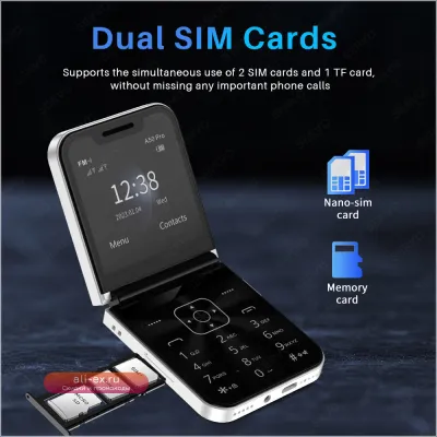 SERVO A50 PRO: Складной телефон с быстрыми звонками, фонариком, автозаписью, 2 SIM, Type-C, GSM, 2.4" - в наличии разные цвета