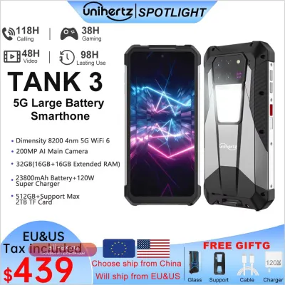Unihertz Tank 3 5G: 23800 мАч, 200 Мп, 120 Вт, 32/512 ГБ, Dimensity 8200