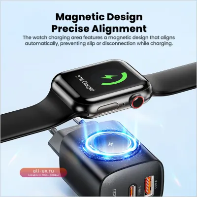 Зарядная станция Toocki 3 в 1 GaN PD 20W USB-C для iPhone, Apple Watch, Samsung, Huawei, Xiaomi (EU)