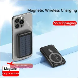 Магнитный Power Bank 20000 mAh с беспроводной и солнечной зарядкой для iPhone, Samsung, Xiaomi