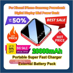 Портативное зарядное устройство Power Bank 20000mAh с цифровым дисплеем для Xiaomi, iPhone, Samsung