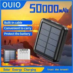 50000mAh Power Bank с двойным USB 2.1A: Солнечная зарядка, быстрая зарядка, фонарик, внешний аккумулятор для iPhone, Xiaomi, Samsung
