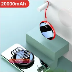 Портативное зарядное устройство Mini Power Bank 20000mAh с быстрой зарядкой USB-C для iPhone, Xiaomi, Samsung с зеркальным экраном