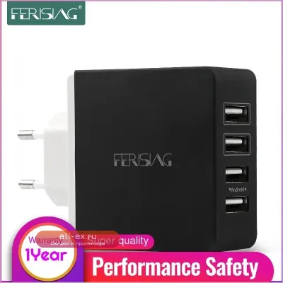 FERISING Универсальное зарядное устройство 4 порта 7200mAh USB для iPhone, Samsung, смартфонов, ПК