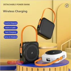 Power Bank 20000mAh 22.5W, Беспроводная Зарядка MagSafe 15W, Портативная Батарея с Кабелем для iPhone