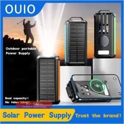 Power Bank 20000 mAh с солнечной панелью, портативный внешний аккумулятор с мощным LED фонарем для iPhone, Samsung, Xiaomi