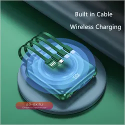 Power Bank 20000mAh с беспроводной зарядкой, Dual USB, портативный, индукционный, для iPhone, Xiaomi, Samsung