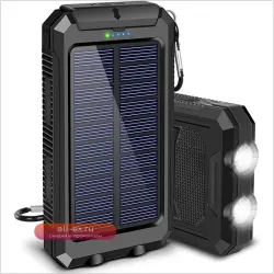 Power Bank 20000mAh Водонепроницаемый Солнечный Зарядочный Внешний Аккумулятор для iPhone, Huawei, Xiaomi, Samsung