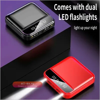 Power Bank 20000mAh MINI с кабелем, быстрая зарядка, портативный для iPhone, Samsung, Xiaomi