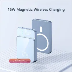 Магнитный Power Bank 20000mAh Magsafe с беспроводной зарядкой для iPhone, Xiaomi, Samsung