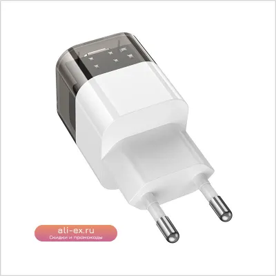 HOCO Прозрачный адаптер-зарядное устройство Type-C 20W Fast Charger для iPhone 12/13/14 Pro Max, iPad Mini с поддержкой PD3.0 QC3.0