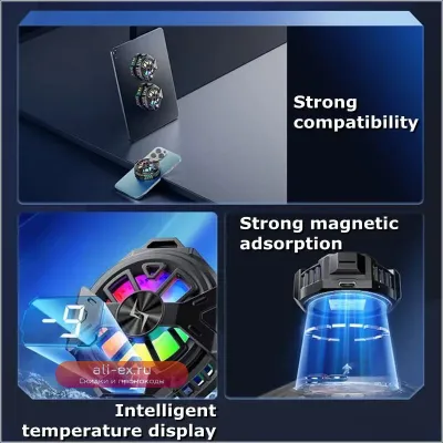 Магнитный кулер для телефона P60 с RGB подсветкой, ABS+сплав, для iOS/Android, игровой