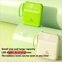 20000mAh Мини Power Bank 4в1 с быстрой зарядкой, LED-дисплеем и кабелем