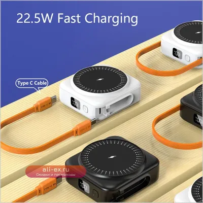 Магнитный беспроводной Power Bank 20000mAh, 22.5W, с быстрой зарядкой Magsafe, портативное зарядное устройство для iPhone, Samsung