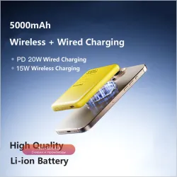 **Slim Magnetic Power Bank PD20W для iPhone/Samsung с беспроводной зарядкой**