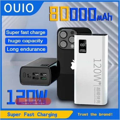 Power Bank 120W Xiaomi 80000mAh: Сверхбыстрая зарядка для телефонов и ноутбуков