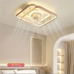 Умный потолочный вентилятор 2024 с LED-подсветкой, 6 скоростей, тихий DC-двигатель, энергосберегающий