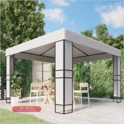 Белый садовый шатер 3x3м с двойной крышей