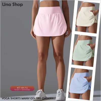 Шорты для йоги Una-Shop с высокой талией и карманами для спорта, фитнеса и тренировок