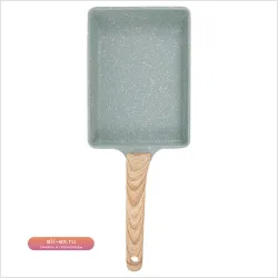 Антипригарная сковорода для яиц Rectangle Tamago, алюминий, деревянная ручка, омлет, японская/корейская, индукционная плита, квадратная