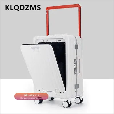 Чемодан для ноутбука KLQDZMS 20 дюймов с фронтальным доступом, многофункциональный, женский, на колесах
